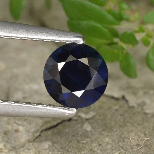0.56ct 天然 暗蓝色 蓝宝石, 圆形的, VS
