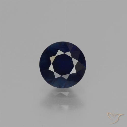 0.68ct 天然 暗蓝色 蓝宝石, 圆形的, VVS