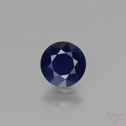 0.62ct 天然 海军蓝 蓝宝石, 圆形的, VVS
