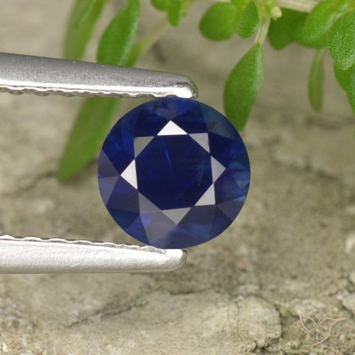 0.60ct 天然 海军蓝 蓝宝石, 圆形的, VS