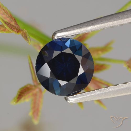 0.66ct 天然 海军蓝 蓝宝石, 圆形的, VVS