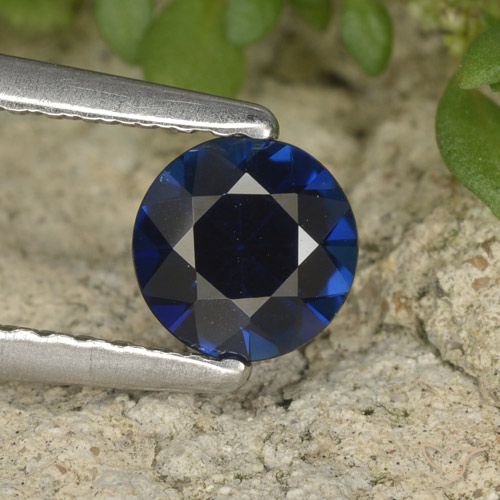 0.63ct 天然 深蓝色 蓝宝石, 圆形的, VVS