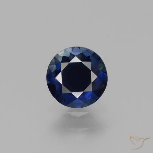 0.78ct 天然 暗蓝色 蓝宝石, 圆形的, VVS