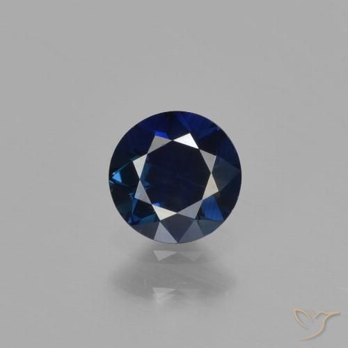 0.55ct 天然 海军蓝 蓝宝石, 圆形的, VVS-VS