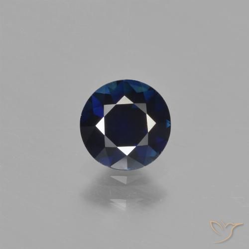 0.76ct 天然 深蓝色 蓝宝石, 圆形的, VVS-VS