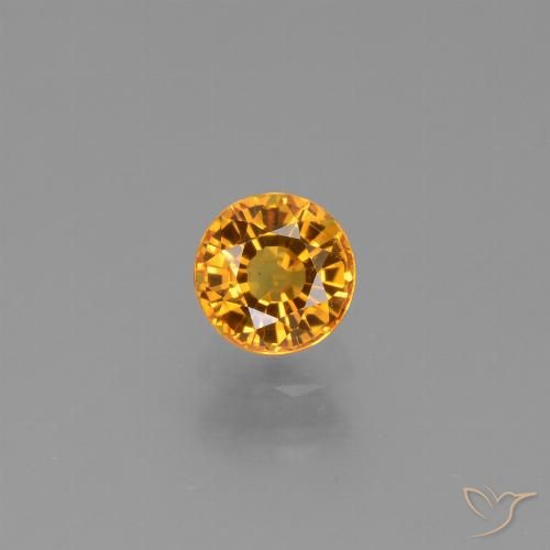 0.90ct 天然 深橙金 蓝宝石, 圆形的, VVS-VS