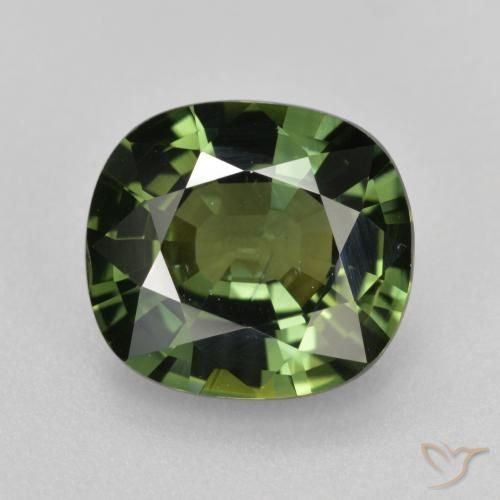 4.12ct 天然 深绿色 蓝宝石, 软垫, VVS-VS