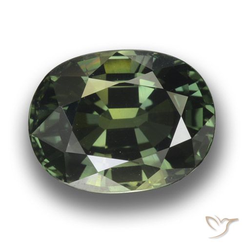 3.34ct 天然 暗绿色 蓝宝石, 椭圆形, VVS-VS