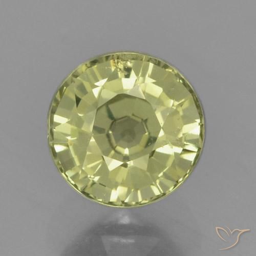 0.84ct 天然 绿黄色 蓝宝石, 圆形的, VS
