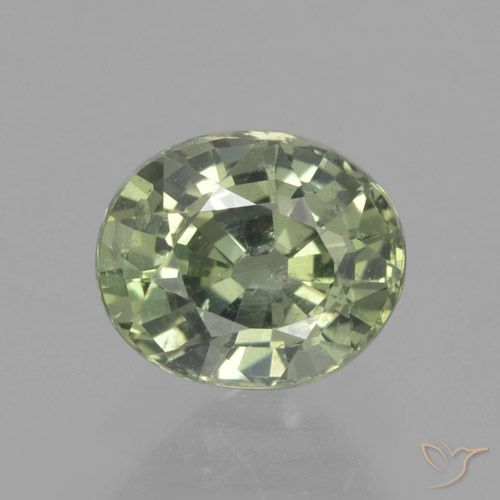0.91ct 天然 Medium Light Green 蓝宝石, 椭圆形, VS