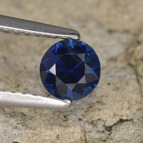 0.58ct 天然 暗蓝色 蓝宝石, 圆形的, VVS-VS
