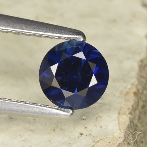 0.60ct 天然 深蓝色 蓝宝石, 圆形的, VVS-VS