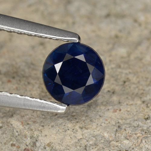 0.65ct 天然 海军蓝 蓝宝石, 圆形的, VVS-VS
