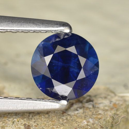 0.60ct 天然 深蓝色 蓝宝石, 圆形的, VVS-VS