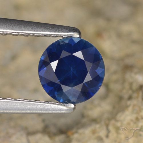 0.67ct 天然 海军蓝 蓝宝石, 圆形的, VVS-VS