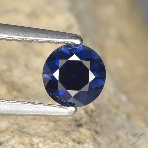 0.64ct 天然 海军蓝 蓝宝石, 圆形的, VVS