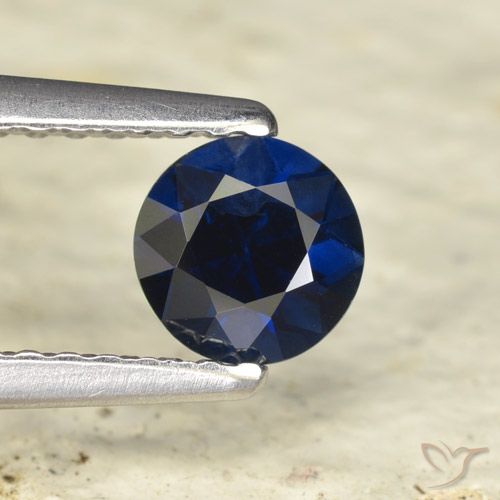 0.54ct 天然 暗蓝色 蓝宝石, 圆形的, VVS-VS