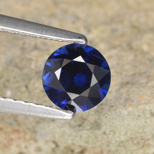 0.68ct 天然 深蓝色 蓝宝石, 圆形的, VVS-VS
