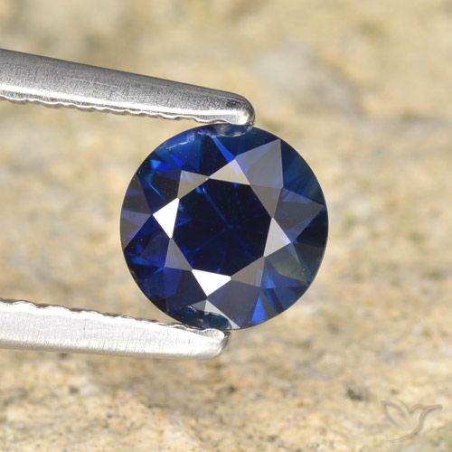 0.66ct 天然 深蓝色 蓝宝石, 圆形的, VVS-VS