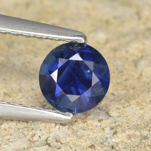 0.60ct 天然 暮光蓝 蓝宝石, 圆形的, VS
