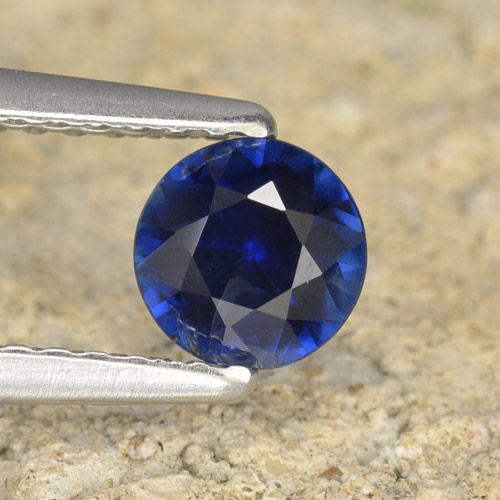 0.56ct 天然 海军蓝 蓝宝石, 圆形的, VS