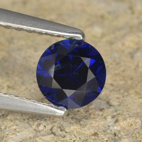 0.60ct 天然 深蓝色 蓝宝石, 圆形的, VS