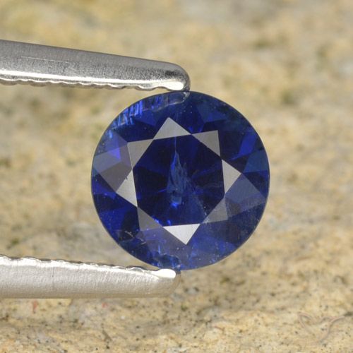 0.60ct 天然 海军蓝 蓝宝石, 圆形的, VS