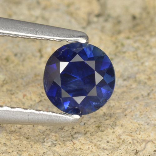 0.60ct 天然 暮光蓝 蓝宝石, 圆形的, VS