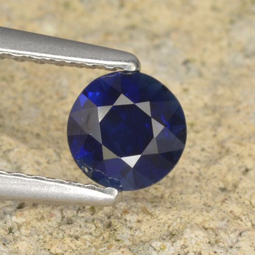 0.60ct 天然 暗蓝色 蓝宝石, 圆形的, VS