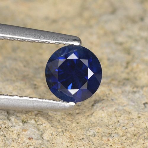 0.57ct 天然 暗蓝色 蓝宝石, 圆形的, VVS-VS