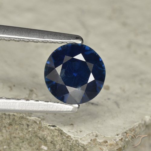 0.74ct 天然 暗蓝色 蓝宝石, 圆形的, VVS-VS
