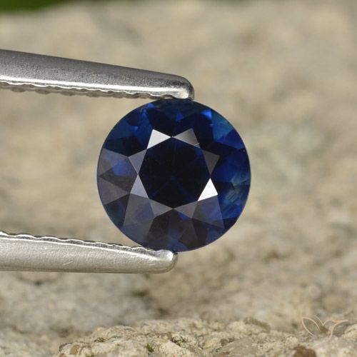 0.71ct 天然 暗蓝色 蓝宝石, 圆形的, VVS