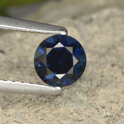 0.62ct 天然 暗蓝色 蓝宝石, 圆形的, VVS
