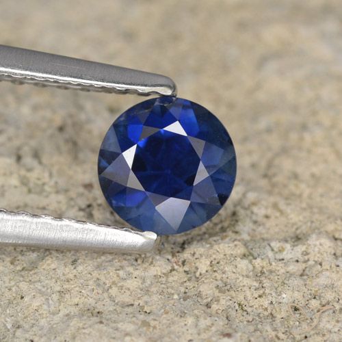0.69ct 天然 海军蓝 蓝宝石, 圆形的, VS