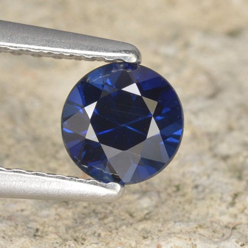 0.62ct 天然 海军蓝 蓝宝石, 圆形的, VVS