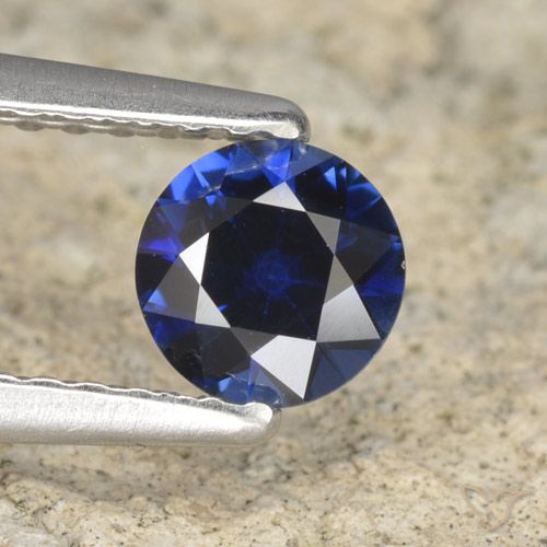 0.52ct 天然 海军蓝 蓝宝石, 圆形的, VVS
