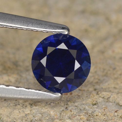 0.56ct 天然 海军蓝 蓝宝石, 圆形的, VVS-VS