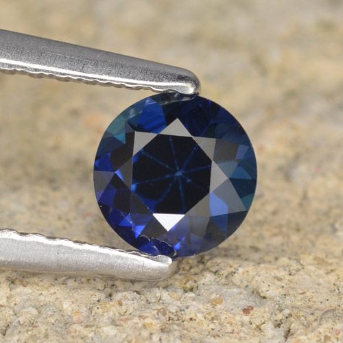 0.60ct 天然 暗蓝色 蓝宝石, 圆形的, VVS-VS