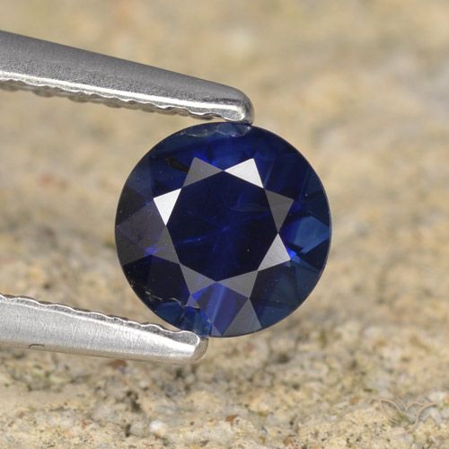 0.62ct 天然 暗蓝色 蓝宝石, 圆形的, VVS-VS