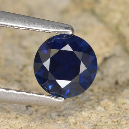 0.64ct 天然 暗蓝色 蓝宝石, 圆形的, VVS-VS