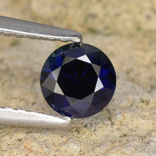 0.63ct 天然 暗蓝色 蓝宝石, 圆形的, VVS-VS