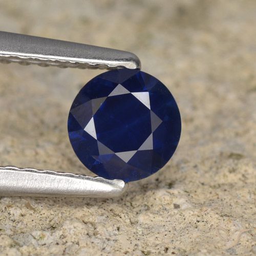 0.56ct 天然 暗蓝色 蓝宝石, 圆形的, VVS