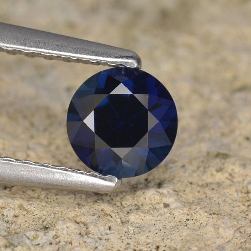 0.58ct 天然 深蓝色 蓝宝石, 圆形的, VVS