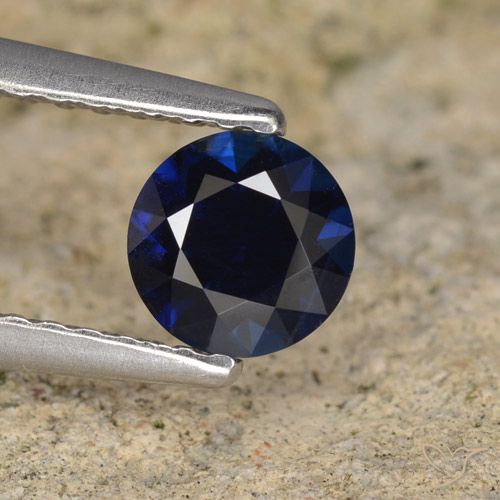 0.56ct 天然 深蓝色 蓝宝石, 圆形的, VVS