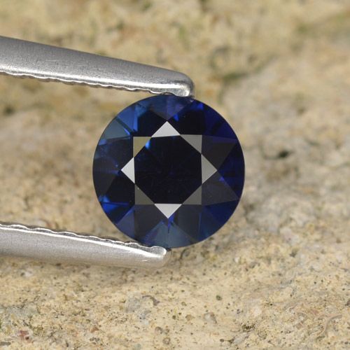 0.62ct 天然 深蓝色 蓝宝石, 圆形的, VVS