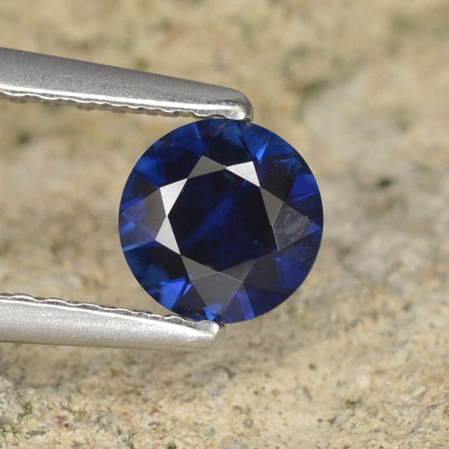 0.59ct 天然 暗蓝色 蓝宝石, 圆形的, VVS