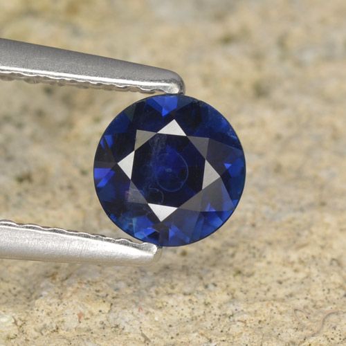 0.57ct 天然 暗蓝色 蓝宝石, 圆形的, VS