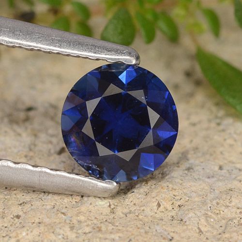 0.68ct 天然 海军蓝 蓝宝石, 圆形的, VS