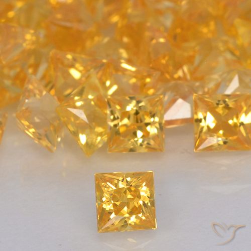 0.18ct 天然 黄金色 蓝宝石, 正方形, VVS-VS