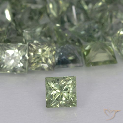 0.22ct 天然 浅鼠尾草绿色 蓝宝石, 正方形, VVS-VS